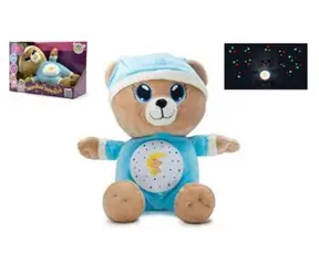 TEDDIES Usínáček Medvedík modrý / Plyš / 32 cm / Svetlo a zvuk / Na batérie / 12m+