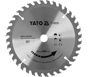YATO Pílový kotúč na drevo TCT 165x16 mm 36z / Pílový kotúč na drevo / Šírka rezu 2,2 mm / Otáčky 9500/min