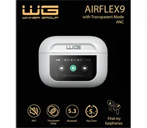 WG AirFlex 9 Avatar biela / Bezdrôtové slúchadlá / ANC / Bluetooth 5.3 / displej / IPX4