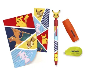 CYP BRAND Školský set Pokémon / Pero / Korektor / Zvýrazňovač / Zošit / Záložka