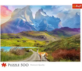 Trefl Puzzle Lama v Patagónii, Južná Amerika / 500 dielikov / 48 x 34 cm