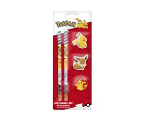 CYP BRAND Sada písacích potrieb Pokémon / 5 ks / 2 ceruzky, 2 gumy, 1 strúhadlo