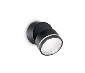 Ideal lux Omega ROUND AP1 čierna / Vonkajšie nástenné svietidlo / LED 7,3 W / 4000K / IP54