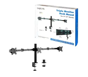 Stolný držiak pre 3 monitory čierna / Držiak pre monitor / 17-32" / nosnosť 7 kg / VESA 75x75-100x100 / rotácia 360°