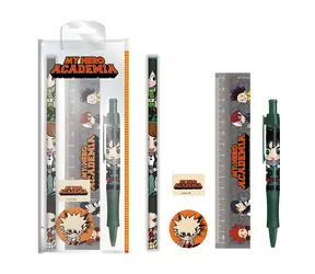 PYRAMID Školský set My Hero Academia Chibi DPL12 / Propiska, ceruzka, strúhadlo, guma, pravítko 15 cm