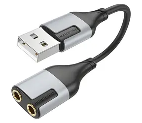 Borofone BV19 čierna / Externá zvuková karta / USB / 2x Jack 3.5mm