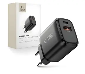 Tech-Protect NCA65W-GAN čierna / Nabíjačka / GaN / 2 porty / PD 65W / QC3.0