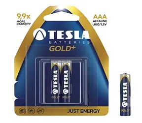 TESLA GOLD+ / Alkalická batéria / AAA (LR03) / mikrotužková / 2 ks / blister