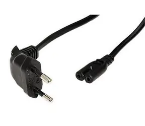 OEM CEE 7/16(M) 90° - IEC320 C7 čierny / Napájací kábel / uhlový / 2 pin / 1,8 m