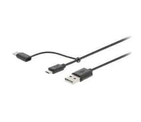 Valueline USB kábel USB-A - Micro-USB B/USB-C čierny