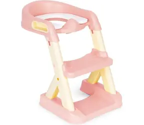 ECOTOYS Záchodová doska so schodíkmi ružová / Toaletné sedadlo / Nastaviteľná výška / Protišmykové schodíky