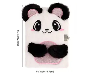 SPARKYS Plyšový denník so zámkom Panda / Zápisník / plyšový obal / 22x16,5 cm