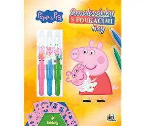 JIRI MODELS Omaľovánky s fúkacími fixkami Prasiatko Peppa / 16 strán / 3 fixky / 4 šablónky