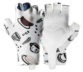 Rockbros S389 biela / Cyklistické rukavice s krátkymi prstami / Dámske / Tlmiace nárazy / Veľkosť L