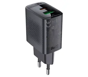 Acefast A78 GaN nabíjačka čierna / USB-A + USB-C / PD 20W
