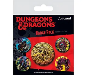 PYRAMÍD Sada odznakov Dungeons & Dragons / 5 ks / O 2,5 a 3,5 cm