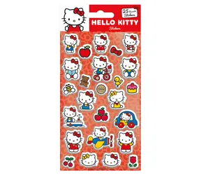 PYRAMID Samolepky 3D Hello Kitty / Opakovane použiteľné / 25 ks / 19,5 x 9,5 cm