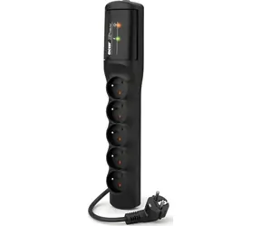 Acar XP Easy W2340 čierna / Prepäťová ochrana / 5 zásuviek / 3 m kábel