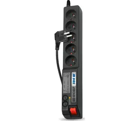 Acar 504W čierna / Prepäťová ochrana / 5 zásuviek / 1,8 m
