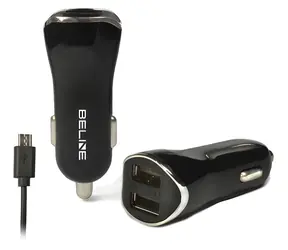 Beline Autonabíjačka 2xUSB čierna / Autonabíjačka / 2,1 A / microUSB kábel 100 cm