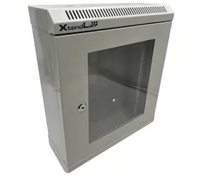 Xtendlan Skriňa 10" 9U 140×350 mm sivá / Nástenný rozvádzač / Presklené dvere / Nosnosť 50 kg