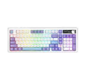 Ajazz AK980 biela / Bezdrôtová herná klávesnica / mechanická / Gift Switch V2 / 98% / RGB / BT/USB-C/2.4GHz