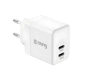 Crong Ultra Compact GaN 35W biela / Sieťová nabíjačka / 2x USB-C / PD 3.0 PPS