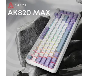 Ajazz AK820 MAX fialovo-biela / Herná klávesnica / mechanická / Magnetic Switch / RGB / BT/2,4GHz/USB-C