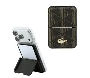 Lacoste PVC Blend Monogram Petit Pique MagSafe Peňaženka hnedá / Peňaženka / MagSafe / So stojanom