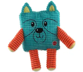 DOG FANTASY Hračka Cuties štvorcové zvieratko petrolejovo zelená / Plyšová / 17,5 cm