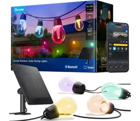 Govee RGBICW solárna LED reťaz 8 žiaroviek / Vonkajšie záhradné LED osvetlenie / 10,5 m / IP67 / Bluetooth