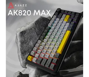 Ajazz AK820 MAX čierno-šedo-žltá / Herná klávesnica / mechanická / Magnetic Switch / drôtová / RGB