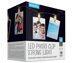 Colorway LED fotokolíčky teplá biela / Svetelná reťaz / 40 LED / 4,2 m / napájanie USB
