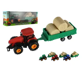 TEDDIES Traktor s vlekom / Zotrvačníkový pohon / 30 cm / Plast / 3 farby / od 3 rokov