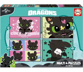 Educa Puzzle Ako vycvičiť draka 4v1/50, 80, 100, 150 dielikov/34x24 cm