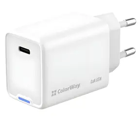 Colorway GaN 65W biela / Sieťová nabíjačka / 1x USB-C / PD / PPS