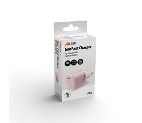 Solight GaN USB-C nabíjačka 33W ružová / Nabíjačka / Power Delivery 3.0 / Quick Charge 4+