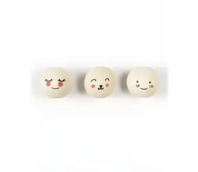 FOLIA Korálky Cute faces / drevo / 15 mm / 15 ks