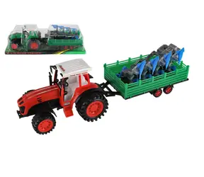 TEDDIES Traktor s vlekom a pluhom / Zotrvačníkový pohon / Plast / 53 cm / 2 farby / od 3 rokov