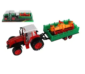 TEDDIES Traktor s vlekom s kombajnovým valcom / Zotrvačníkový pohon / 46 cm / Plast / 2 farby / od 3 rokov