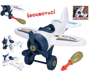 Skrutkovacie lietadlo Polícia 18 cm / Montážna hračka / so skrutkovačom / od 3 rokov