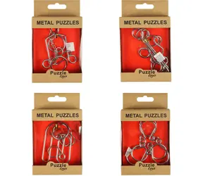 Kovový hlavolam puzzle skladačka / Hlavolam / 4 varianty prevedenia / krabička