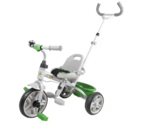 Trojkolka s vodiacou tyčou a košíkom zeleno-biela / Trojkolka / od 1,5 do 3 rokov / nosnosť 25 kg