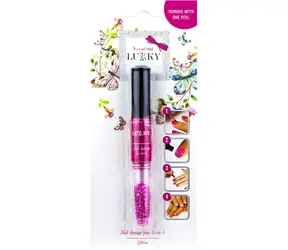 LUKKY Lak na nechty zlupovacia ružovofialová / 6 ml + trblietky 1,5 g / pre deti od 5 rokov