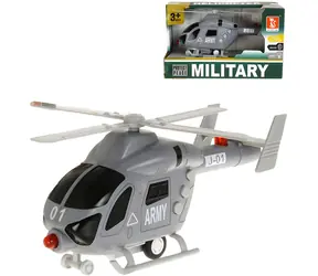 Armádny vrtuľník plastový na batérie / Vrtuľník / Svetlo a zvuk / 19 cm