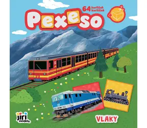 JIRI MODELS Pexeso v zošite Vlaky / 64 kartičiek / Krabička na vystrihnutie / 4 listy na vyfarbenie