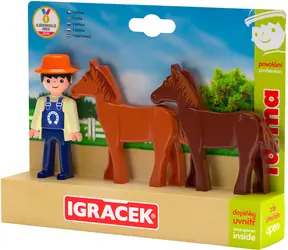 EFKO Herný set Igráček Trio Farma / Figúrka a 2 kone / od 3 rokov