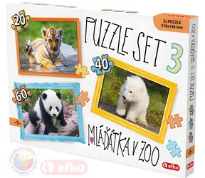 EFKO Puzzle 3v1 Mláďatká v ZOO / 20 +40 +60 dielikov / 21 x 15 cm / od 5 rokov
