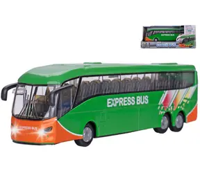 KIDS GLOBE Autobus zelený / Kov-plast / 18,5 cm / Na spätný chod / Svetlo a zvuk / od 3 rokov