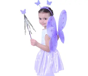 Motýlie krídla fialová s čelenkou a paličkou / Doplnok ku kostýmu / Karneval / 3-10 rokov
